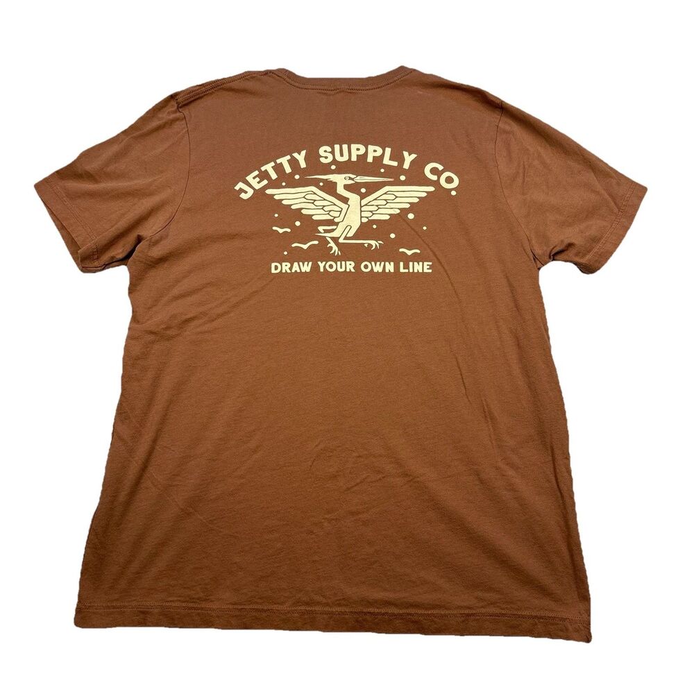 Jetty Supply Co Draw Your Own Line T Shirt Mens XL Rust Color Short Sleeve